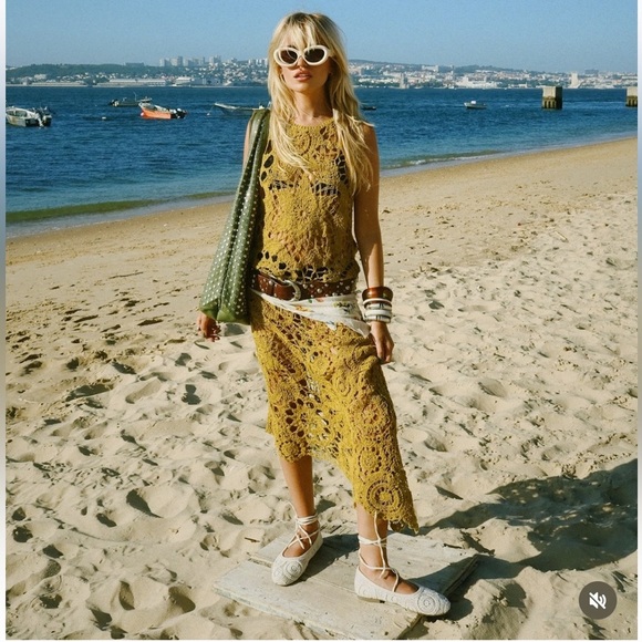 Zara Asymmetric Crochet Midi Dress - Picture 7 of 11